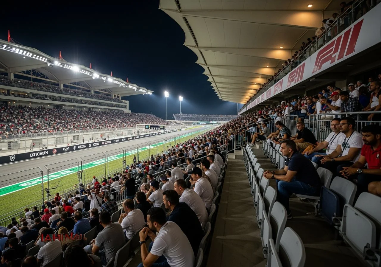 Bahrain F1 Grand Prix ticket holders watching race from grandstand